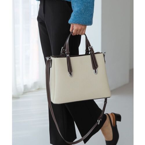 天然皮革3段収納スクエアバッグ女性トートバッグショルダーバッグクロスバッグハンドバッグバッグP358706