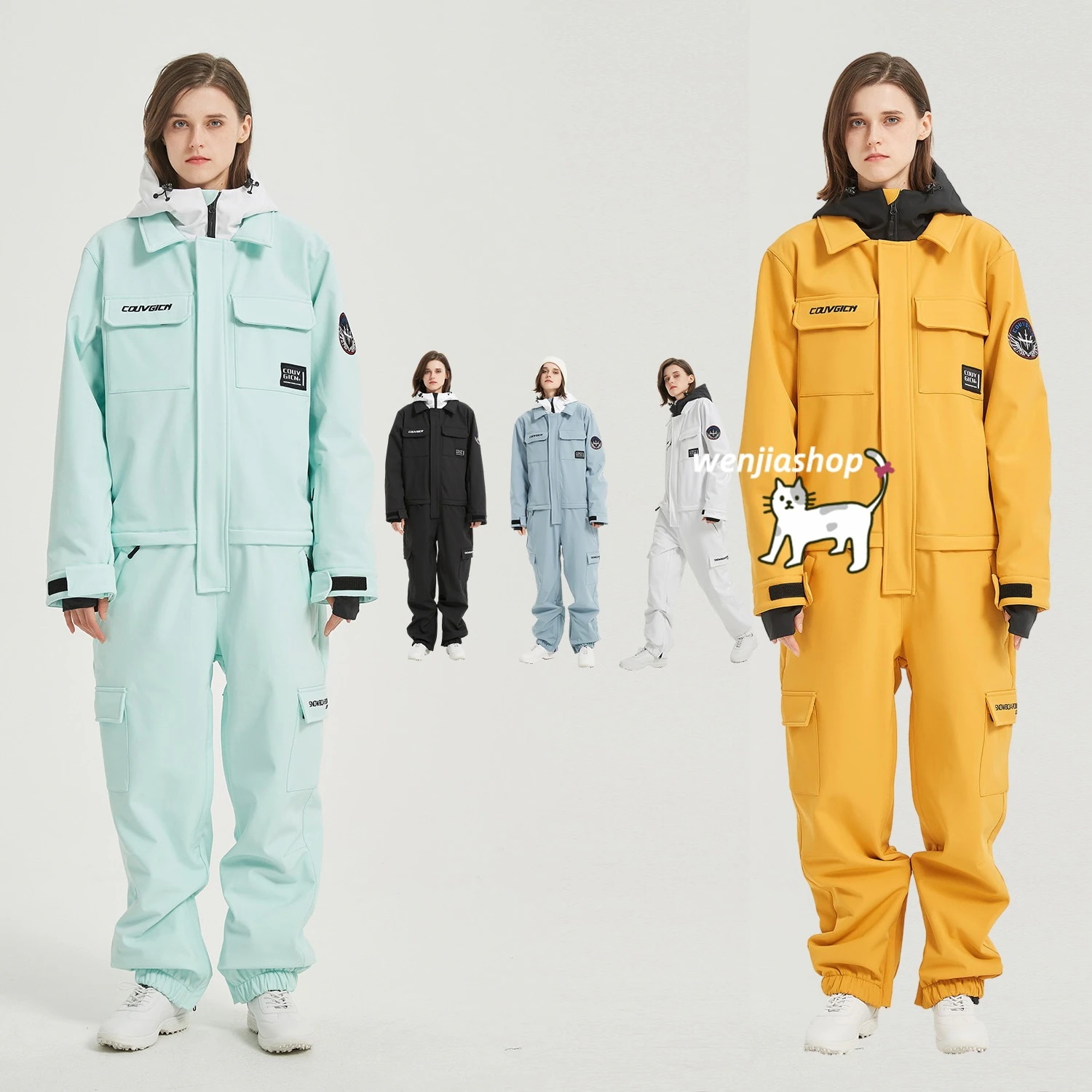 （1～3日で出荷）スノーボードウェア つなぎ 上下セット レディース メンズ 防水10000mm スキーウェア オールインワン パンツ 韓国風 男女兼用 スノボウェア プルオーバー 防水 防寒防雪保温