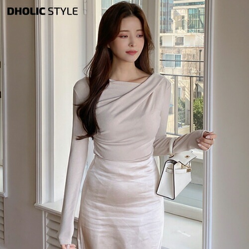 [メガ割りSALE]ドレープスリムTシャツ・p460021