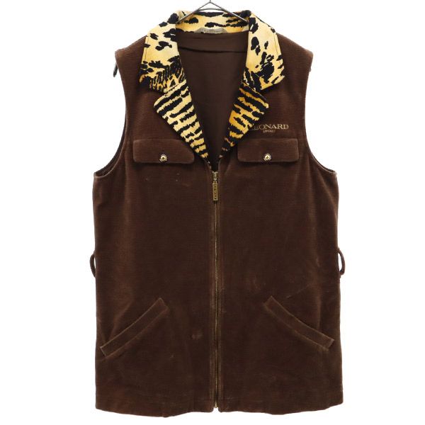 レオナールスポーツ コーデュロイジップ ベスト ブラウン LEONARD SPORT レディース