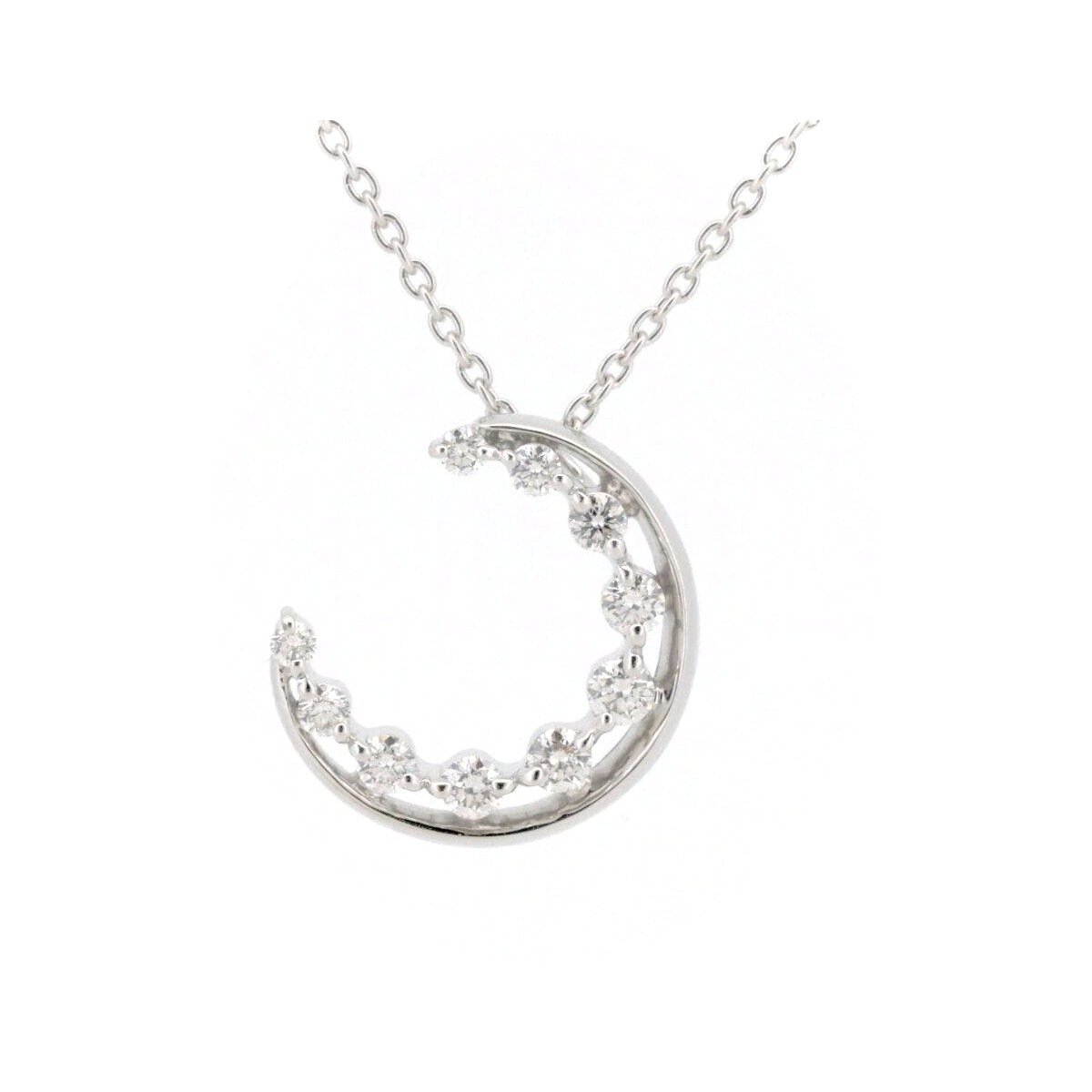 月モチーフ ダイヤモンド ネックレス 0.19ct K18WG(18金 ホワイトゴールド) 質屋出品