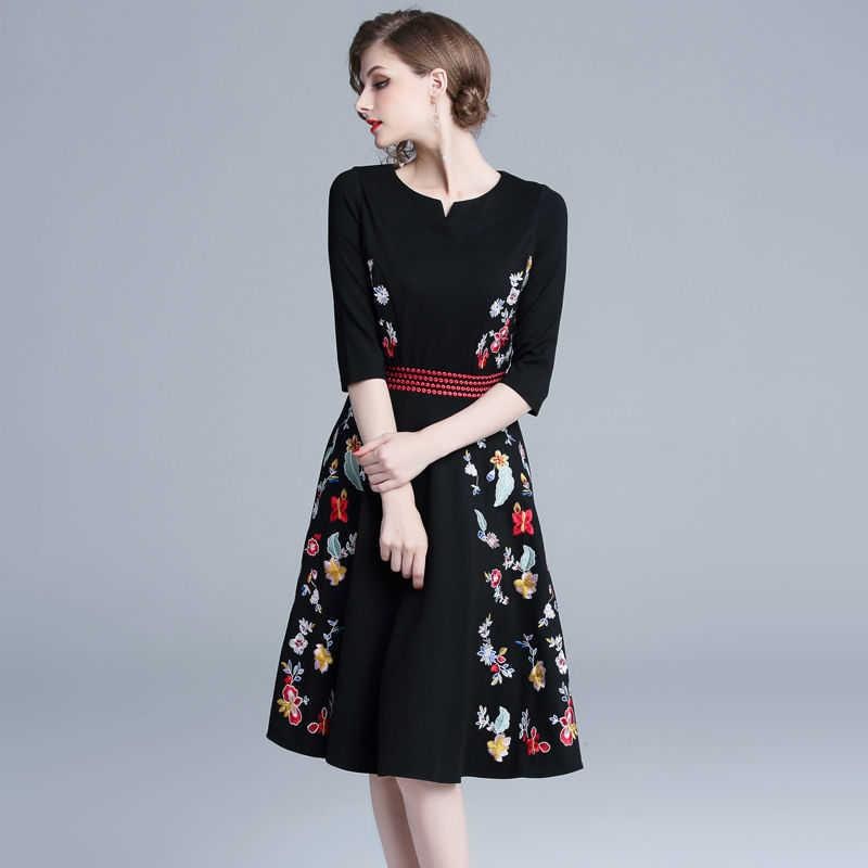 新品/数量限定/出荷が早い結婚式 ワンピース パーティードレス ミニ丈 膝丈 フォーマル ワンピース 花柄 刺繍 袖あり 二次会 お呼ばれ 花嫁 大人 大きいサイズ ブラック