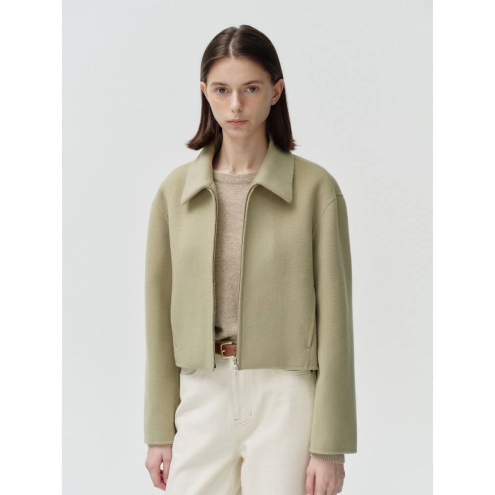 DEPOUND ウールクロップジップアップジャケットミント