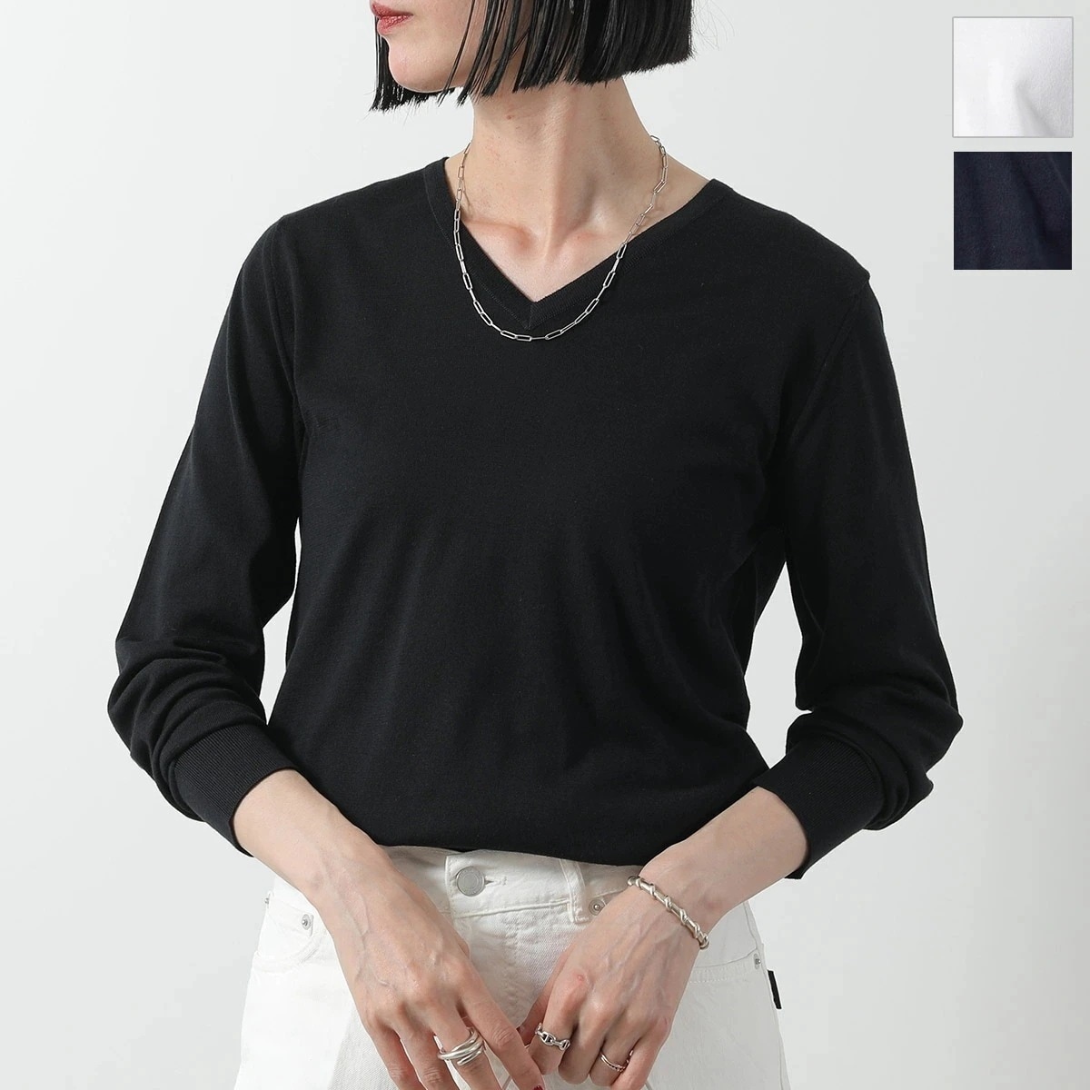 JOHN SMEDLEY ジョンスメドレー セーター JULIE ジュリー MODERN FIT レディース 30G Ｖネック 長袖 シーアイランドコットンニット カラー3色 【mega】