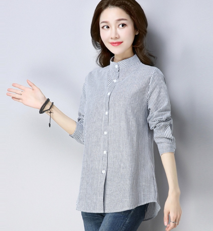 トップス デート モテアイテム シャツ 長袖 ストライプ柄 コットン 大人可愛い きれいめ 上品 おしゃれ かっこいい 大人可愛い ラブリー キュート ガーリー クール モード系 セクシー エレガントシャツ・ブラウス
