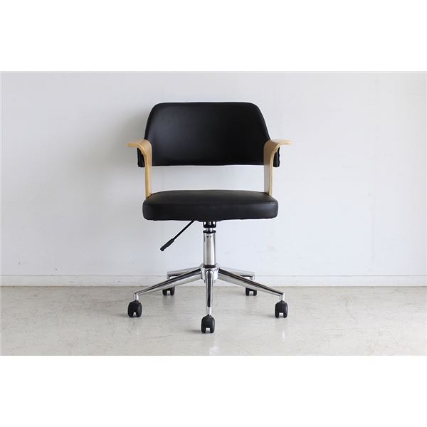 オフィスチェア/デスクチェア (ナチュラル) 幅585mm スチール キャスター 肘付き 『エイル』 (会社 書斎) (組立品)