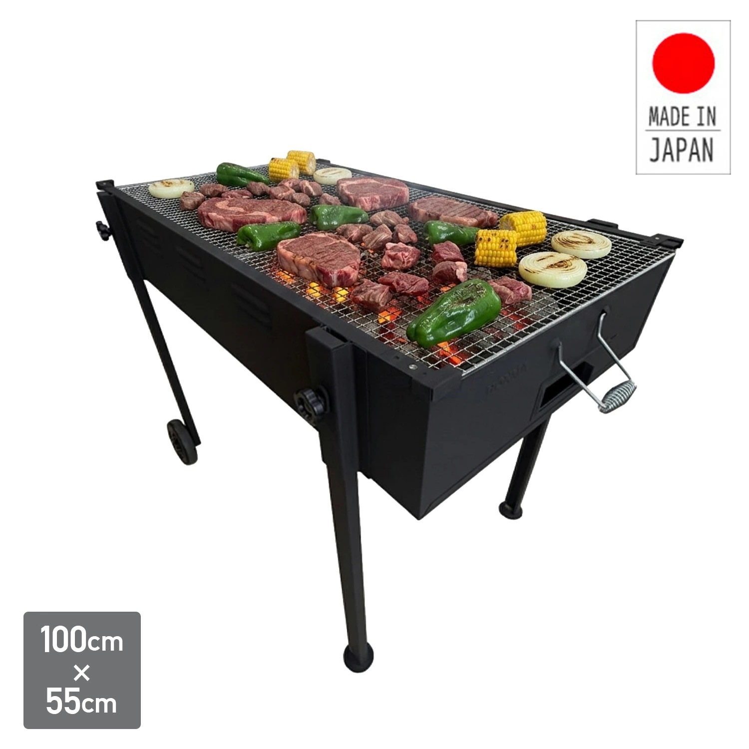 大型 バーベキューコンロ キャスター付き 日本製 100×55cm G-1000