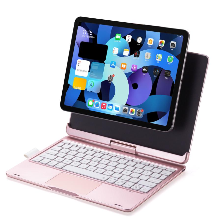 アイパッドエア / iPad Air / M2 / M3 / 第4世代 / 第5世代 / トラックパッドキーボード付ケース / アルミ合金製 / マグネット吸着 / 360度回転カバー /RG