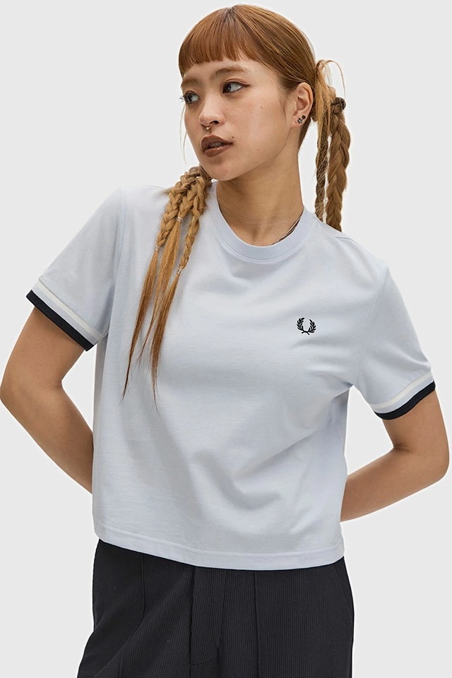 メール便 レディース ボールドティップドTシャツ [G2179-28A] トップス 半袖 ショート丈 ブルー DUSKY-BLUE 正規取扱店