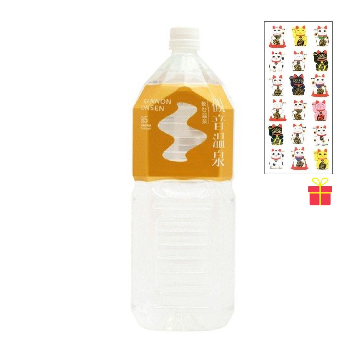観音温泉 飲む温泉 2L×6本入【2ケース】【金運招き猫シール1枚付】温泉水 ミネラルウォーター 超軟水 天然シリカ水 備蓄用 ストック 保存 避難対策 5つ星の宿