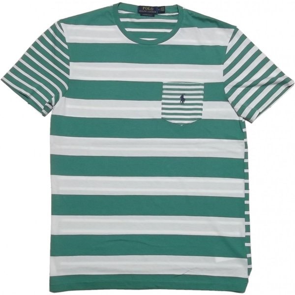 半袖 ボーダー Tシャツ グリーン系 PR2-1193