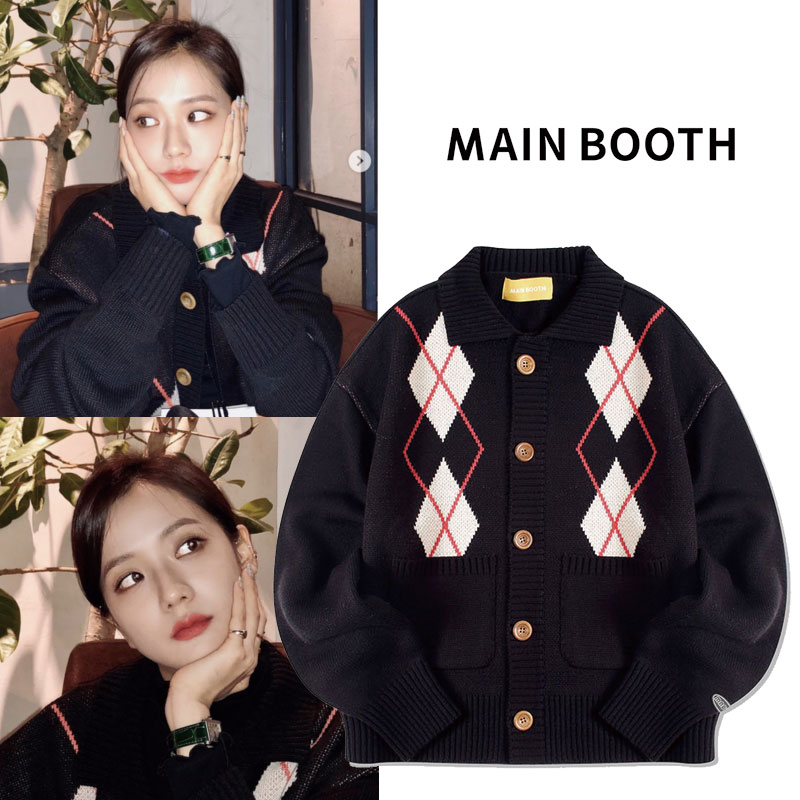 BLACKPINK jisoo 着用 Argyle Cardigan