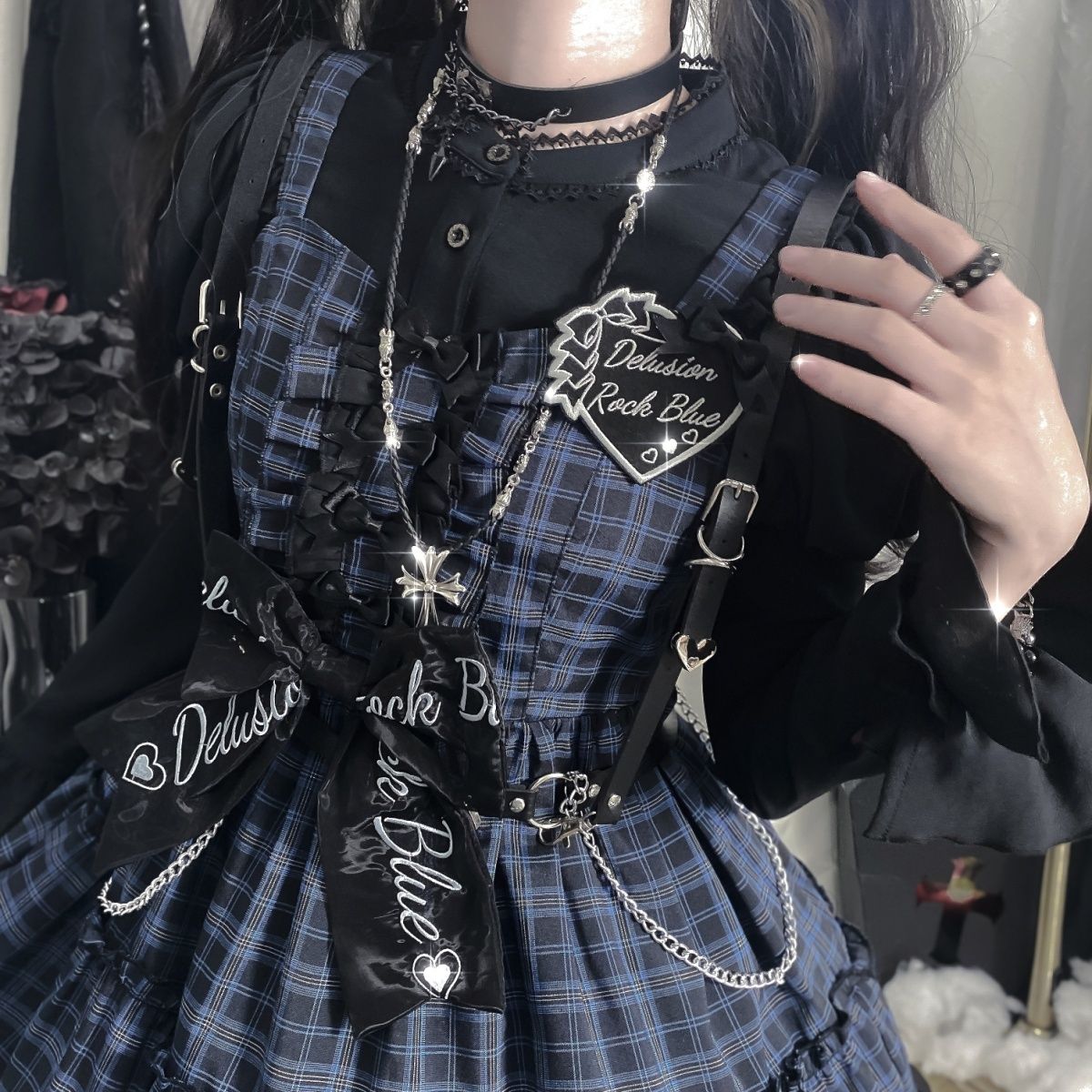 Lolita妄想ロック青白鴉の目オリジナルギャル亜文化少女痩せワンピース