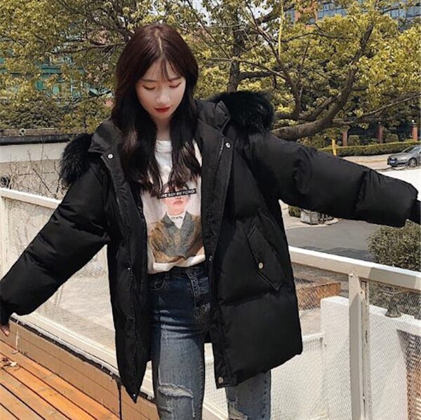 取り外し可能ファー付きダウンコート軽い暖かいファーダウンジャケットブラック大きいサイズあったか