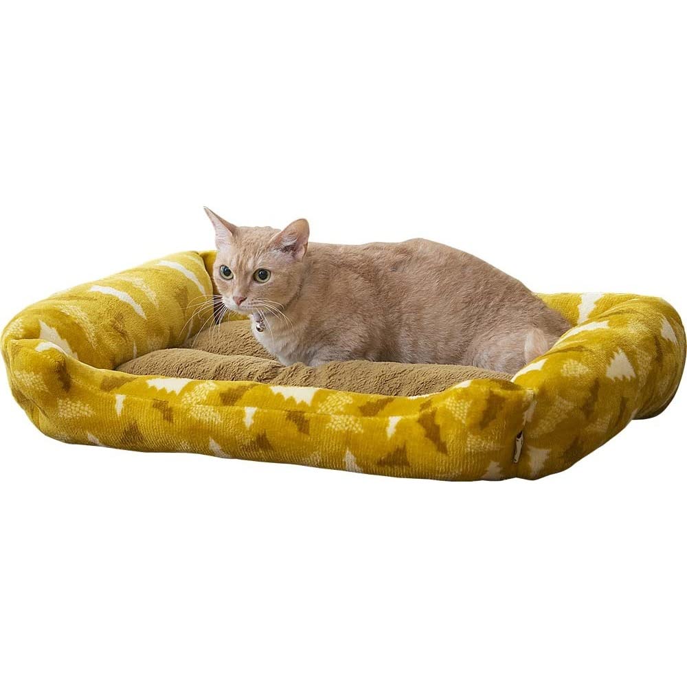 アイリスオーヤマ 猫 ベッド 犬 ベッド ソファベッド ふわもち 冬用 犬 猫 角形L ホットカーペットで更にあったか PSKN-650 マスタード