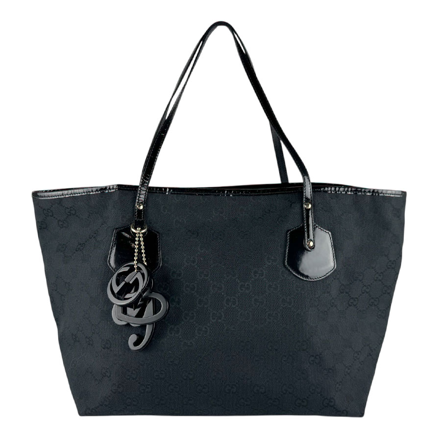グッチ GUCCI ハンドバッグ GGキャンバス/パテントレザー ブラック レディース 211975 z8641