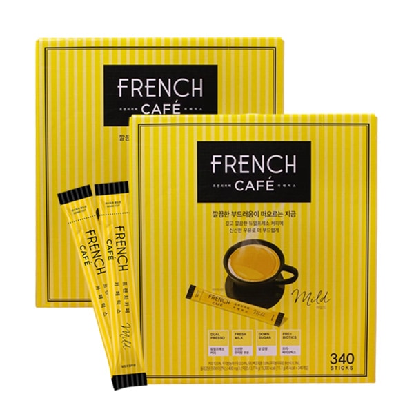 [1+1]フレンチカフェ コーヒーミックス 11.1g x 340個(2箱 計680個)/無脂肪牛乳/低カロリー 低糖コーヒー