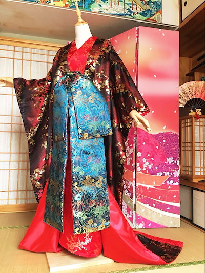 プロフィール必須。☆★ポク★☆ すのチル 服 着物 和服 Qoo10] 吉原花魁 和服高級 和柄 豪華着物セット