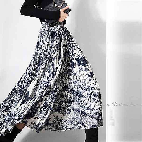 .新作先着限定売れ筋限大人プリントスカート　プリーツスカート　アコーディオンスカート　女子会　ほっそり効果大 20代30代40代50代　ミセス 5,519円