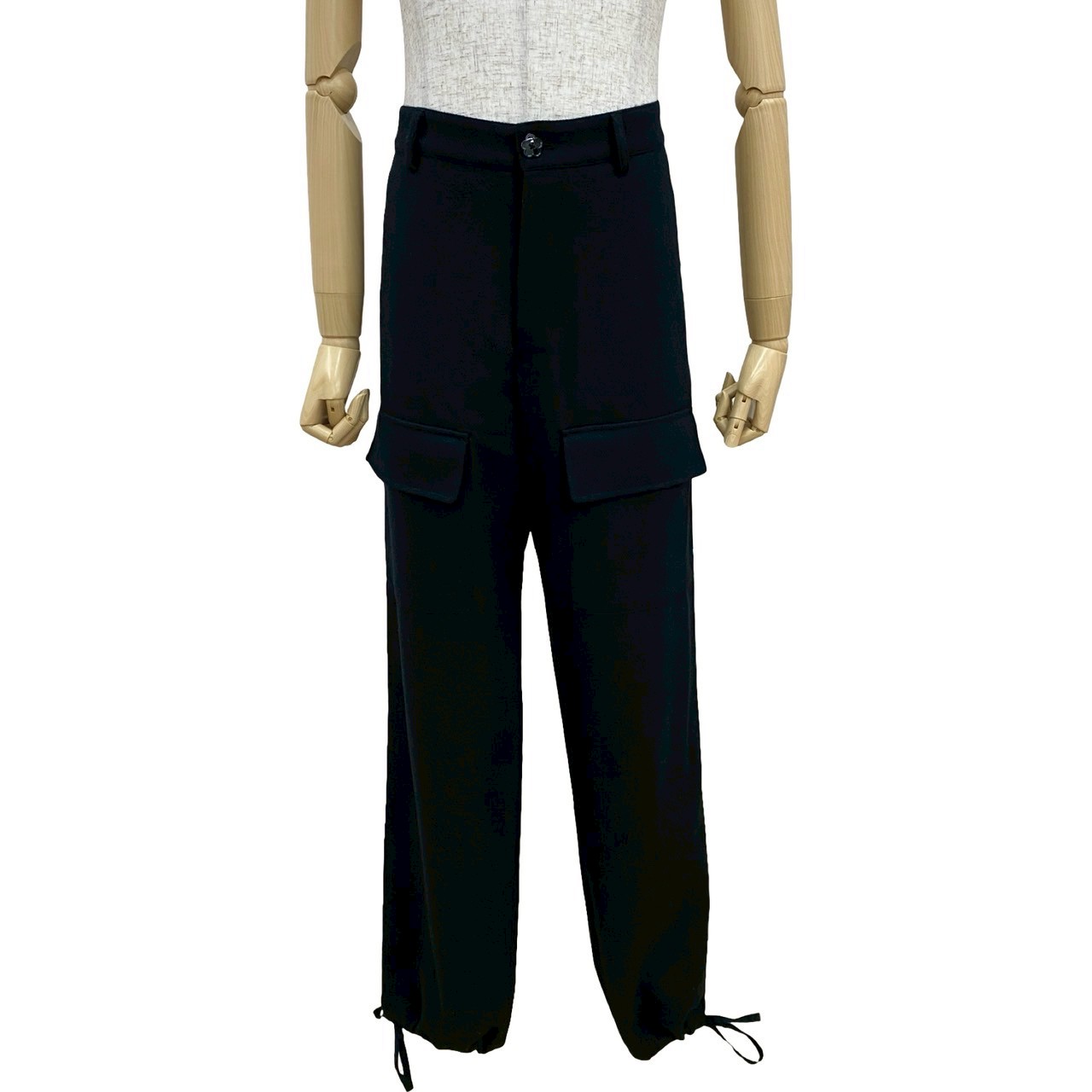 トラウザーパンツパンツ ウール コットン アセテートキュプラ ブラック 35845