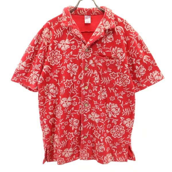 クーティープロダクションズ 総柄 半袖 パイル地 オープンカラーシャツ M 赤 COOTIE PRODUCTIONS メンズ 5,863円