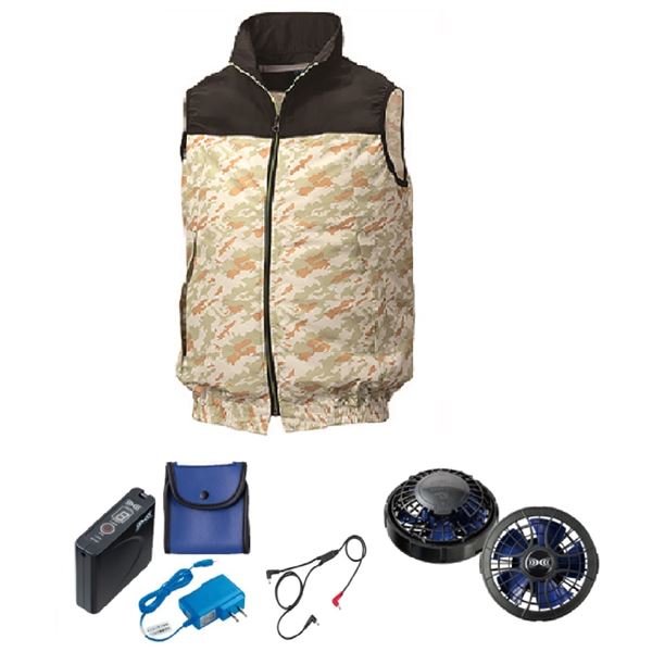 KU92020空調服 ポリ カジュアルベスト FAN2400SPBB/LISUPER1黒xサンドLL