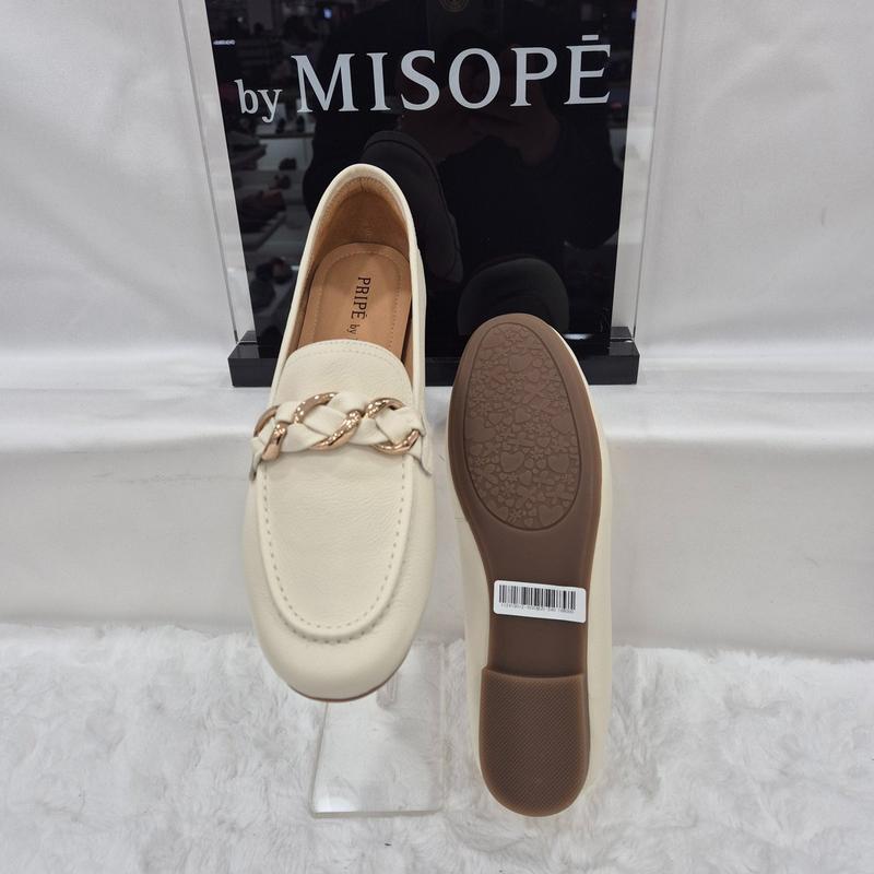 By 女性 チェーン ポイント ローファー 112HT419FS012 IVORY 4 JJ