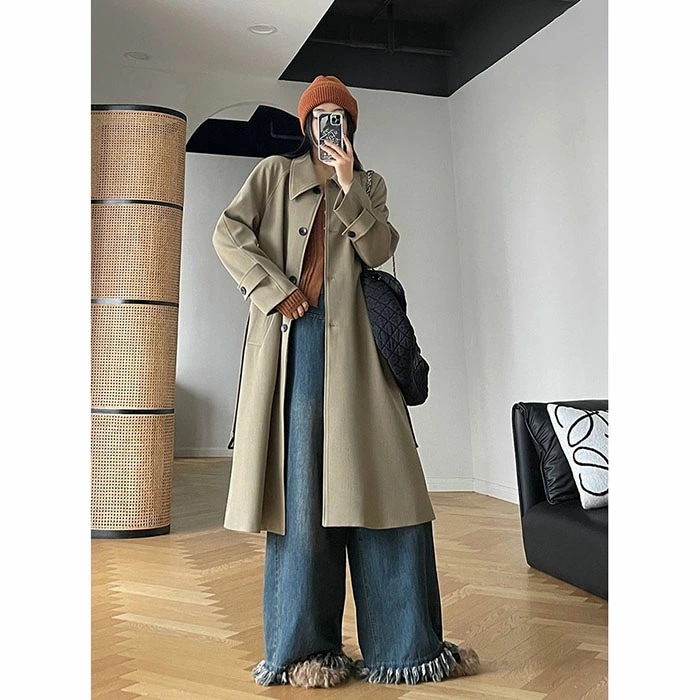 トレンチコート レディース アウター ジャケット スプリングコート ロングコート トレンチ Aライン 春 秋 冬 大きいサイズ 韓国ファッション シンプル おしゃれ オリジナル カジュアル 上品 OL