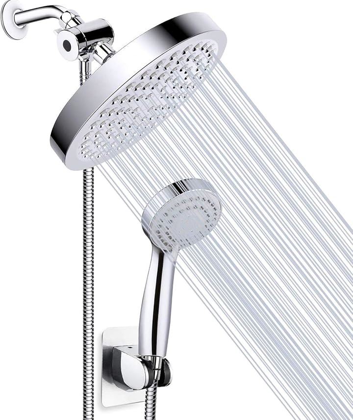 シャワーシステム インフォールシャワーヘッド 高圧 調整可能 節水 オーバーヘッド 降雨 超薄型 オーバーヘッドシャワーヘッド パンチングフリー取り付け(シルバー)