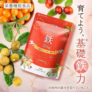 ルミエル 鉄 10mg フェリチン鉄 ヘム鉄 葉酸 サジー ラクトフェリン ビタミンC まめ鉄 30粒入 栄養機能食品 サプリメント 国内製造