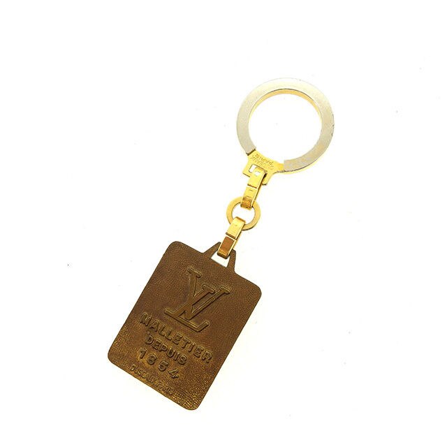 キーホルダー キーリング ロゴプレート MALLETIER DEPUIS 1854 ゴールド シルバー 中古