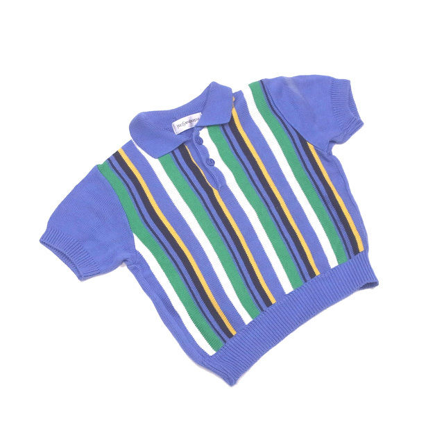 ポロシャツ ニット ストライプ キッズ100サイズ ブルー グリーン系 中古