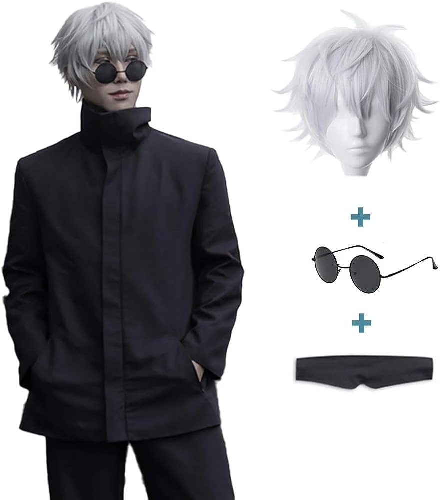 コスプレ衣ウィッグ付き五条悟ごじょうさとるコスプレ呪術廻戦虎杖悠仁伏黒恵钉崎野蔷薇男女兼用学園祭イベントパーティー変演出服クリスマスパーティー