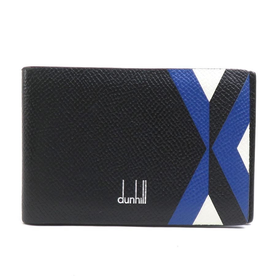 ダンヒル Dunhill カードケース レザー ブラック×ブルー×ホワイト