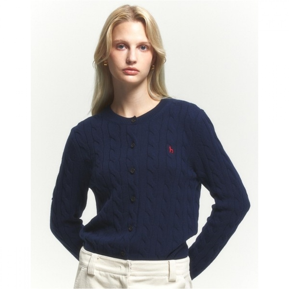 (ヘッジスレディース) 24FW ケーブルカーディガンネイビー HSSW4DC84N2