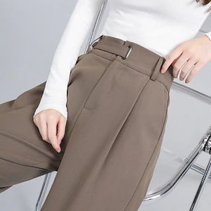 韓国 ワイドパンツ ズボン 春 秋 夏用の薄手のズボン 上質な生地 帯のデザイン ハイウエストのズボン 流行インスタ風で大人気 おしゃれ