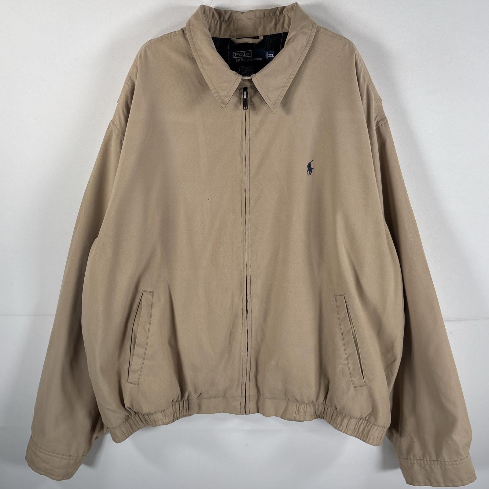 古着 90s/90年代 ポロバイラルフローレン Polo by Ralph Lauren スウィングトップジャケット 大きいサイズ ワンポイント XXL ベージュ メンズ