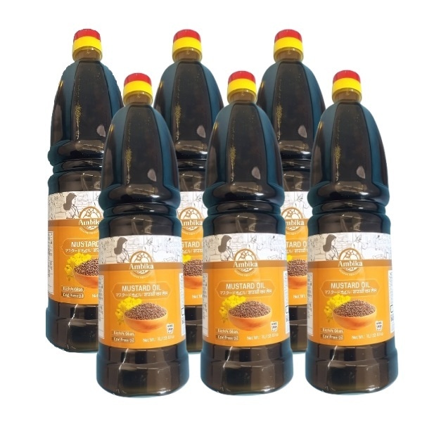 Ambika マスタードオイル 910g (1L) ×6本 Mustard Seed マスタードオイル 油 インド料理 アーユルヴェーダ AMBIKA(アンビカ) スパイスミッ