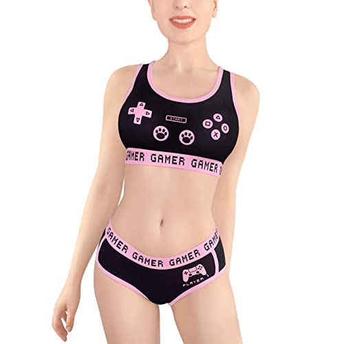 色：ブラック サイズ：4XL [LittleForBig] 女子ブラレット2点セット【バニーウォッチ