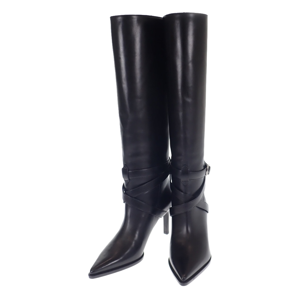 【Aランク】 ベルヌイユ ハイブーツ ロング シューズ 351363314C.38NO カーフスキン ブラック #36 約23cm レディース