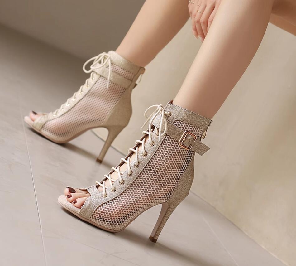 サマーブーツ　ブーツサンダル　レースアップ　ハイヒールサンダル　夏　7cm/9cm　レディース靴　27.5センチまで　編み上げブーツ　細ヒール　レディース靴　夏ブーツ 疲れない靴 サマーブーツ