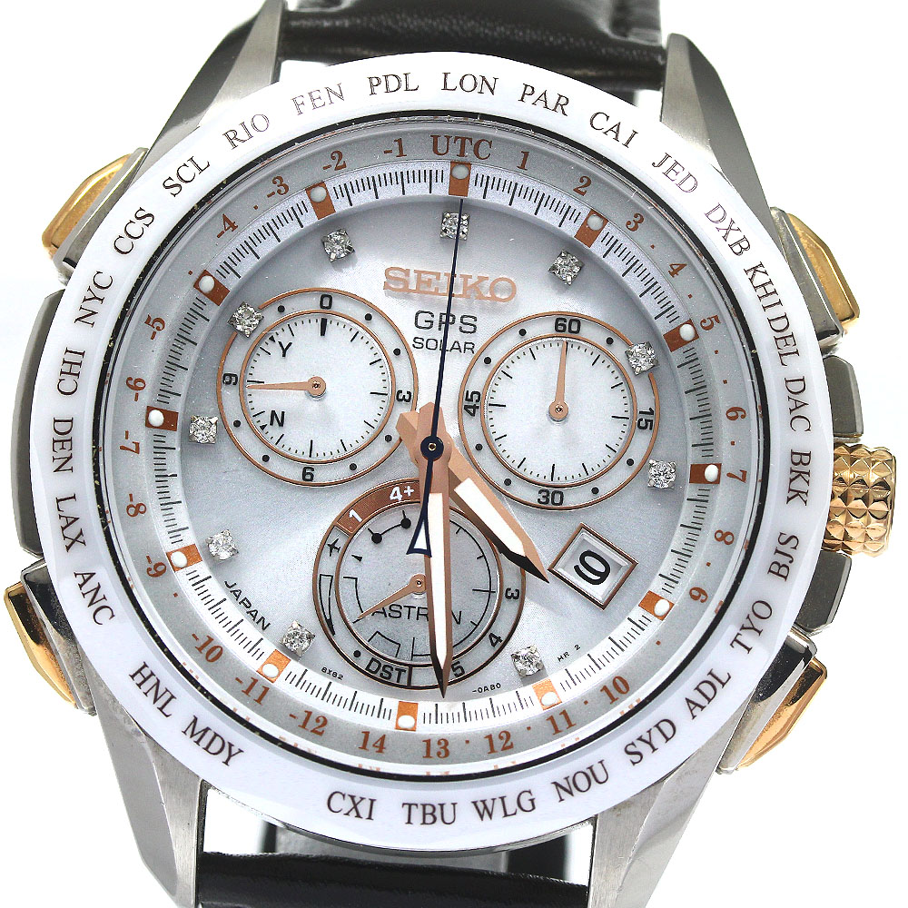 セイコー SEIKO 8X82-0AE0/SBXB021 アストロン 2014リゾート限定 10Pダイヤ ソーラー電波 メンズ 箱・保証書付き_767385【中古】