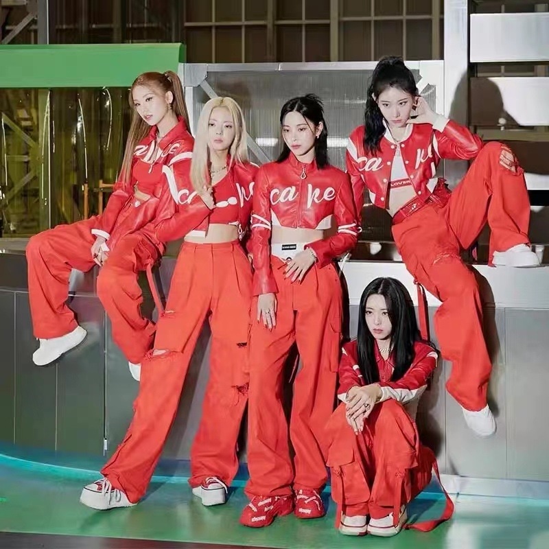 Itzy ジャズダンス衣装スーツ Kpop パフォーマンスコスチューム女性用モダンファッション若々しい活力