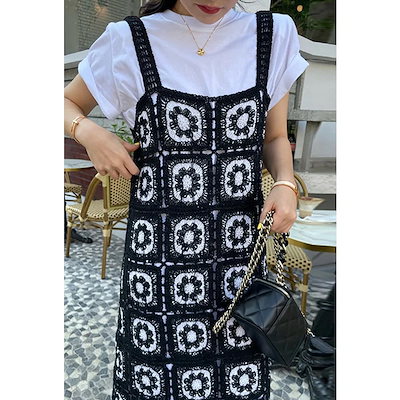 798RサマーニッチシンプルラウンドネックTシャツワンピース+厚手花刺l繍クロシェバックスカートセット 89,999円