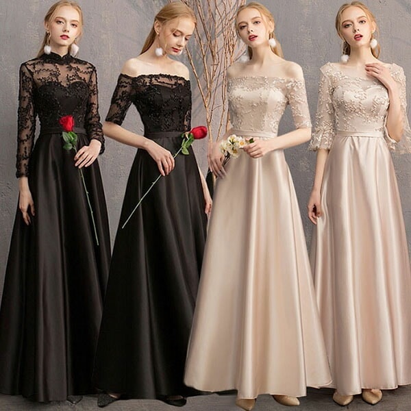 ブライズメイド ドレス ロング ロングドレス 母親 結婚式 チャイナタイプ お揃い フォーマル オフショルダー パーティードレス 体型カバー 七分袖 袖あり 卒業式 ピアノ 発表会 演奏会 20代 3 4,931円