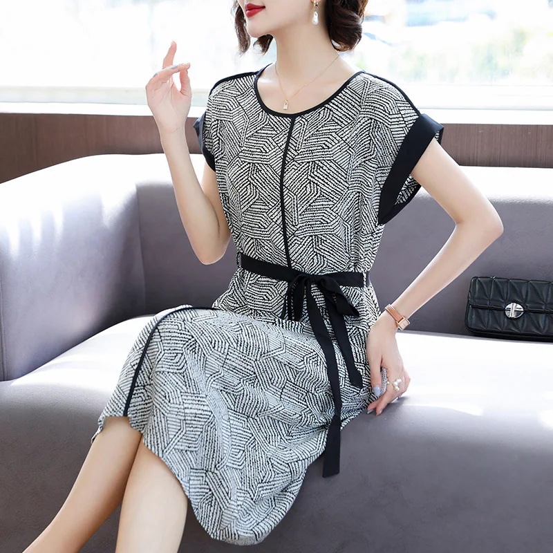 0918夏 シルクワンピース レディース 半袖 大きいサイズ 40代 50代 リゾート カジュアル 体型カバー お出掛け 膝丈 ロング