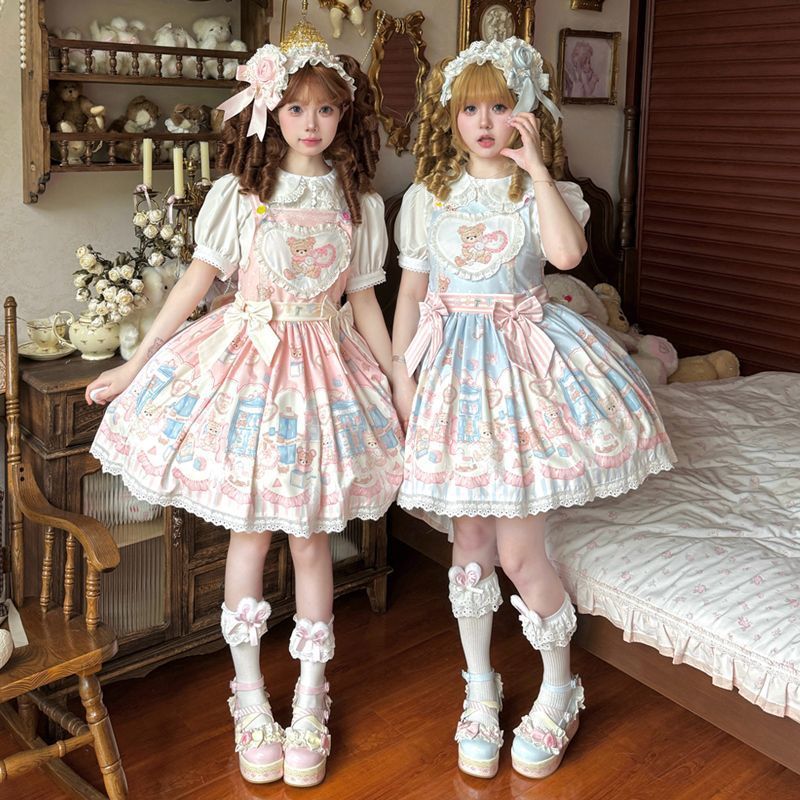 ゼリー少女lolitaバックスカート【熊熊玩具屋】かわいいロリータ日常ワンピースゼリーcos