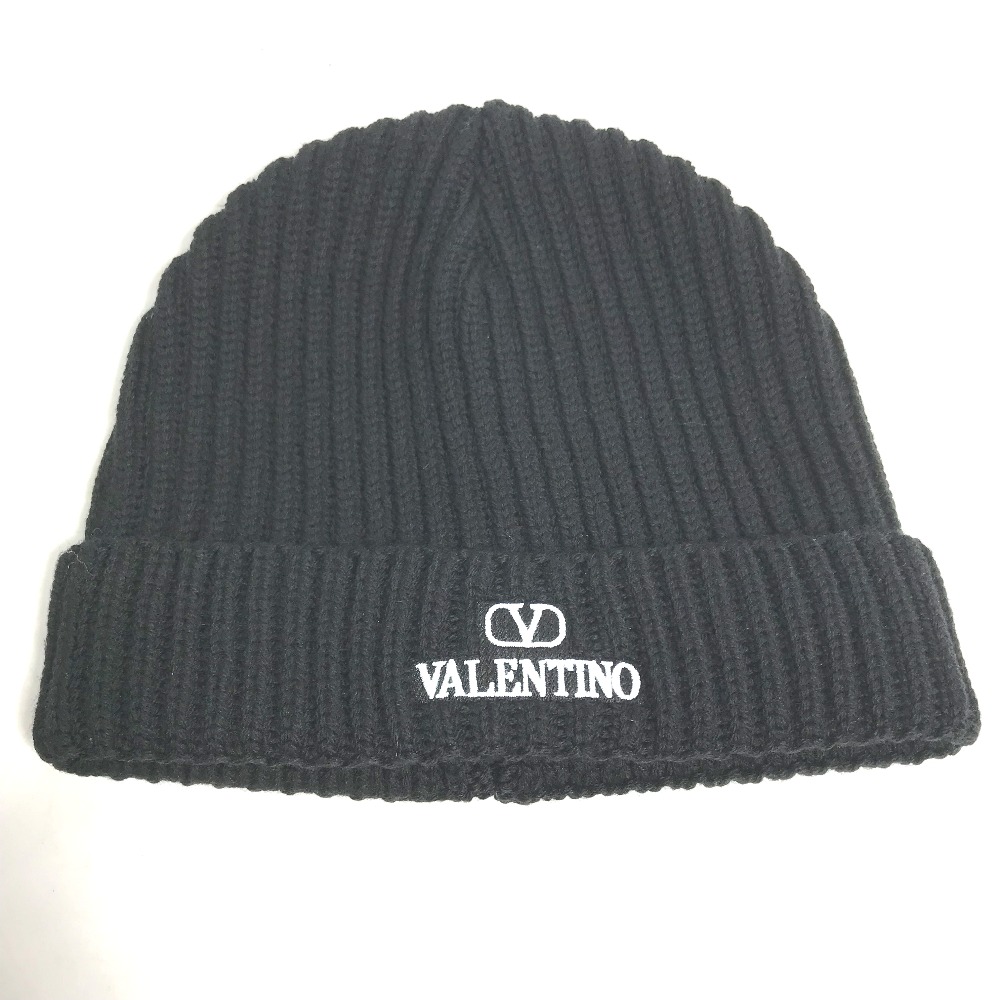 VALENTINO ヴァレンティノ ニット帽 1Y2HB01DFDK ロゴ ビーニー 帽子 ニット帽 ニットキャップ ウール ブラック