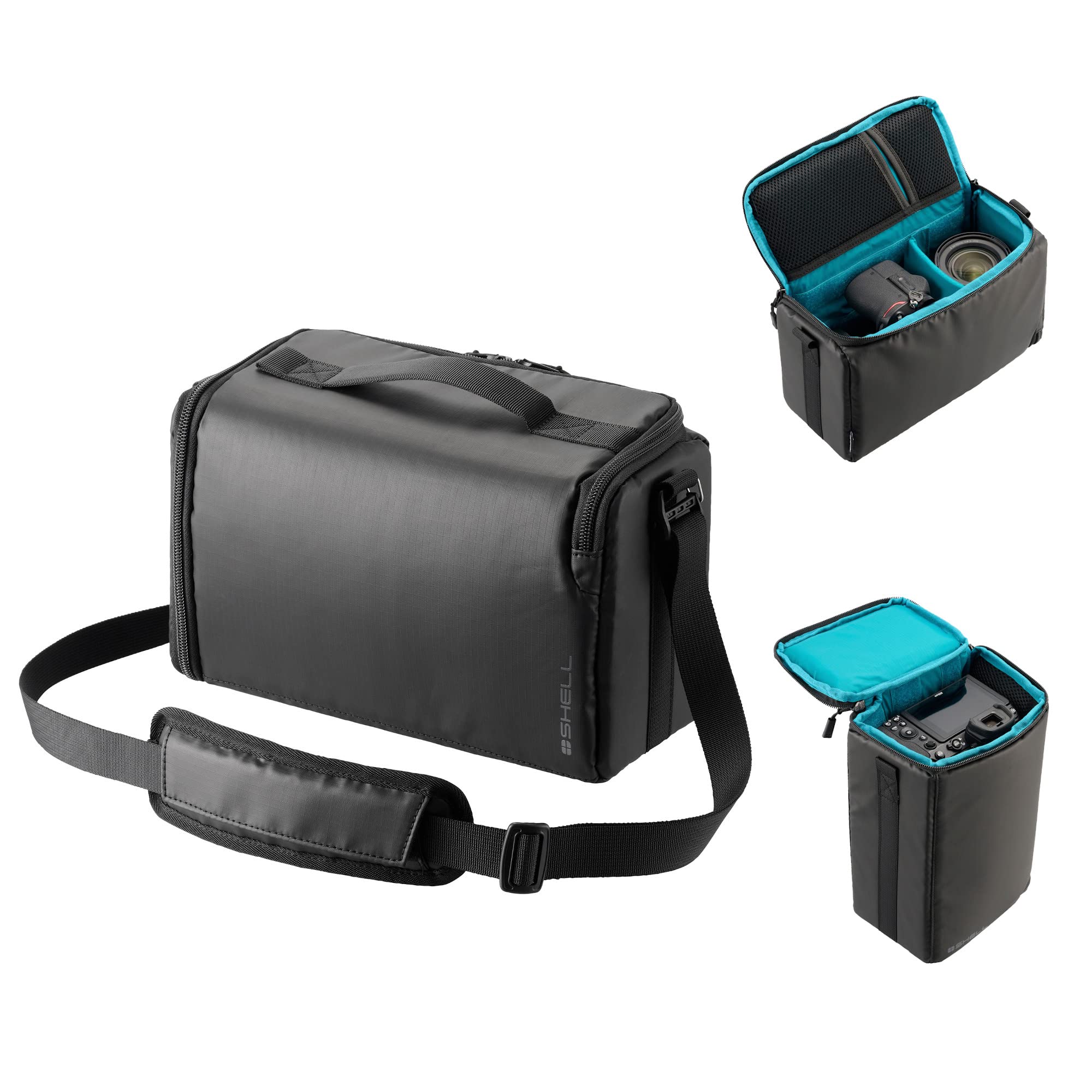 ハクバ HAKUBA カメラバッグ プラスシェル マルチアクセス インナーバッグAZ Mサイズ ブラック 普段使いのリュックやケースに タテヨコ2方向アクセス可能 ショルダーベルト付 YKK製自動ロッ