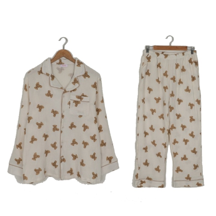 [ソクマチュー/ ハンユジン着用(ボーイズプラネット)] JNANAフレール ベア ガーゼ コットン パジャマ セット
